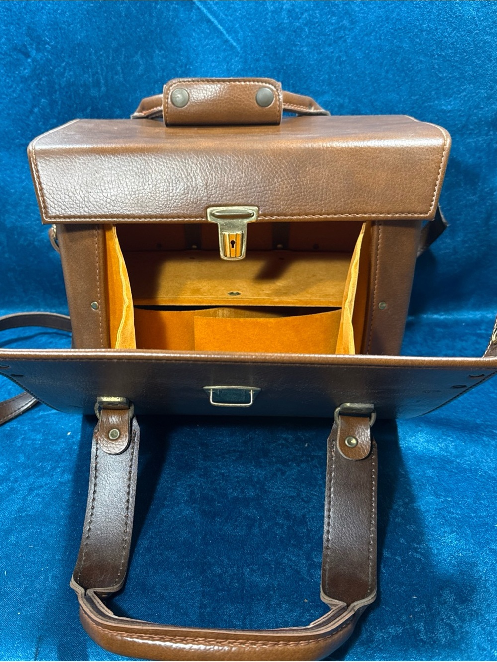 Vintage Hard Shell FOCAL Brown Leather Large Camera Case #203 Adjustable Strap
